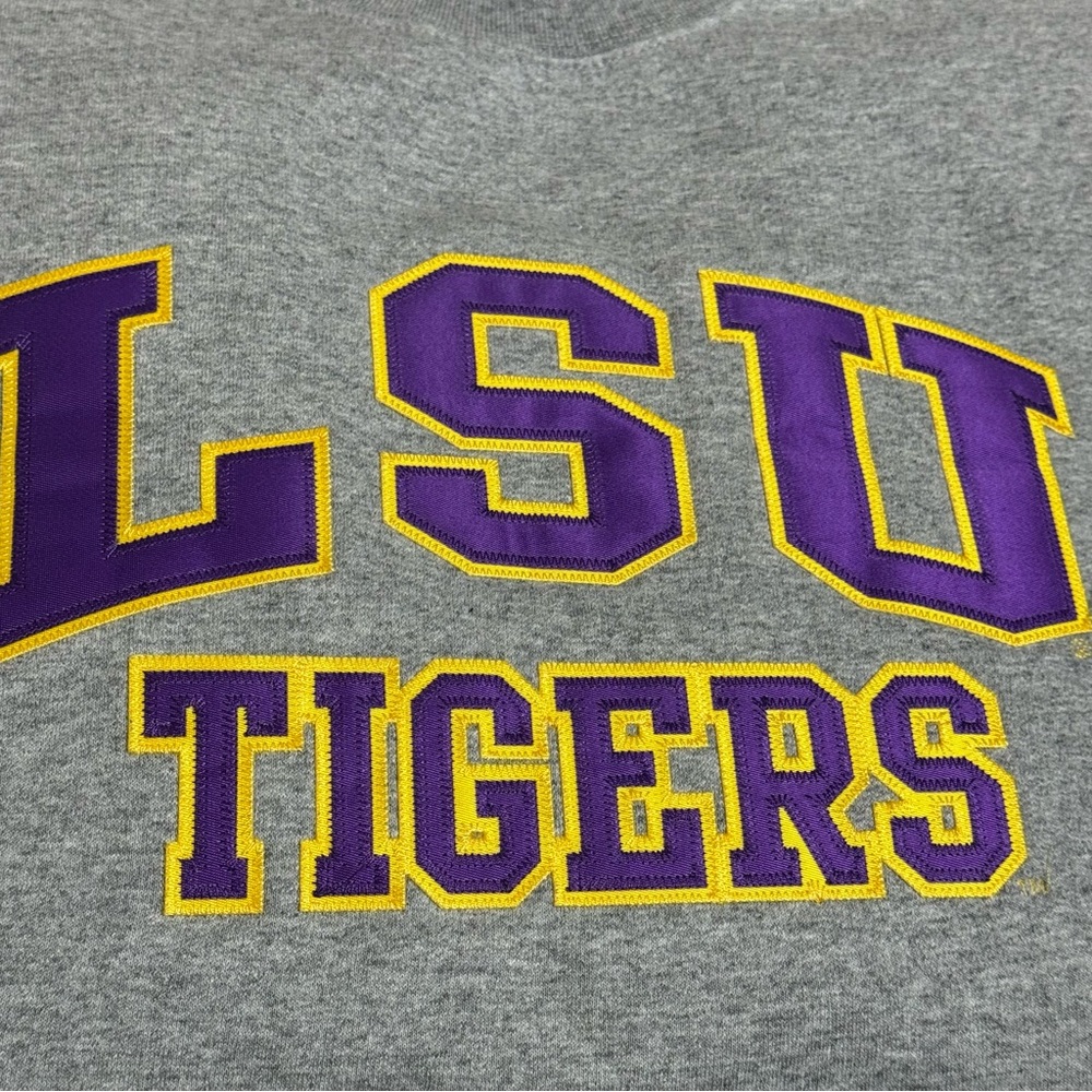 Vintage LSU Tigers Champion Eco Fleece Gray Sweatshirt Louisiana State Sz XL - Picture 5 of 7